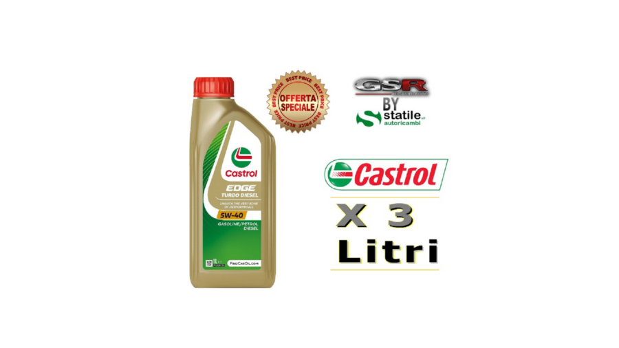 3 Litri Olio-Lubrificante Castrol Edge 5w40 Turbo Diesel Lt.1